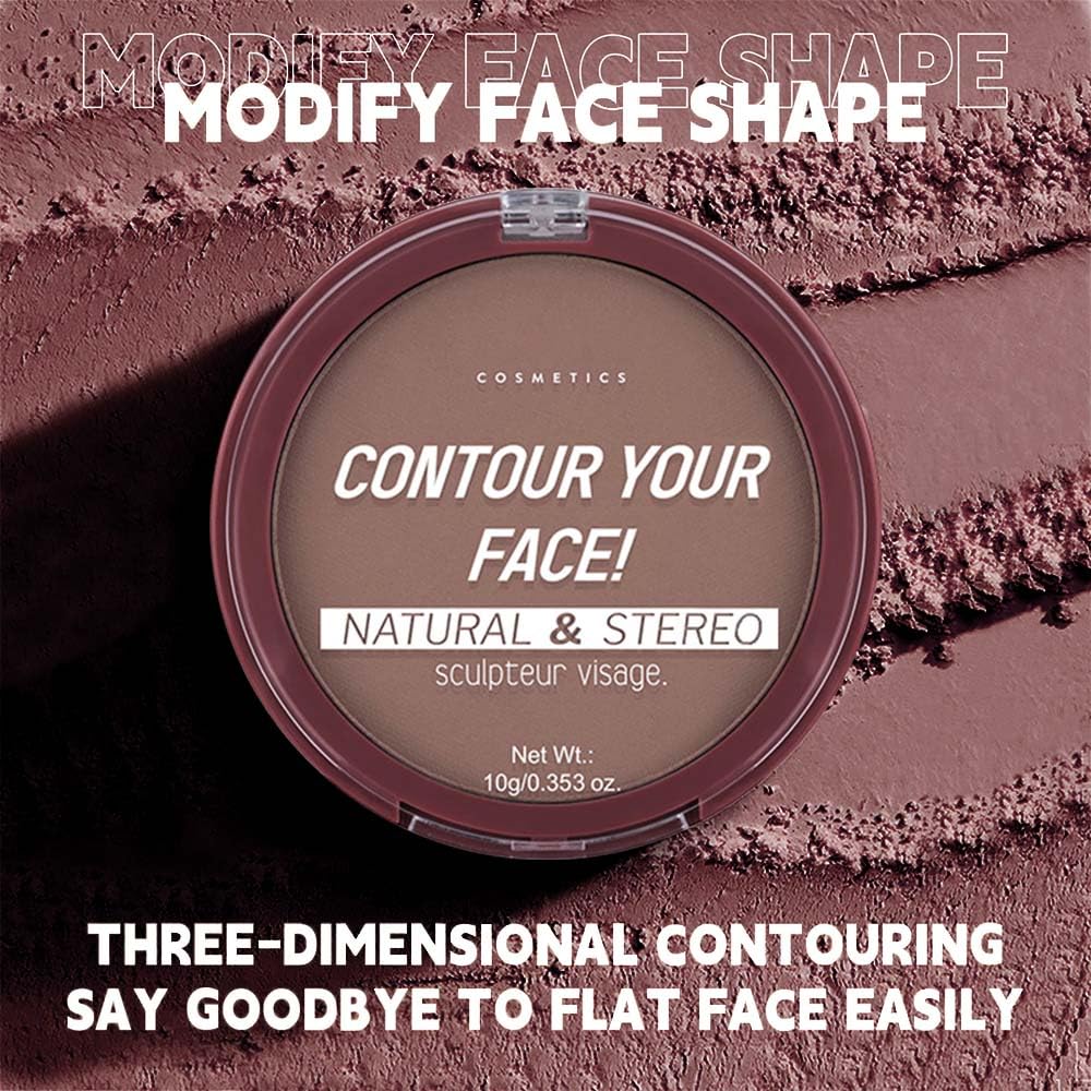 Natural Matte Dark Brown Cream Contour Palette – Lightweight, Blendable Monochrome Powder, Base for All Skin Tones, Face Makeup for Women & Men, Vegan, Cruelty-Free, Paleta de Contorno en Crema Mate