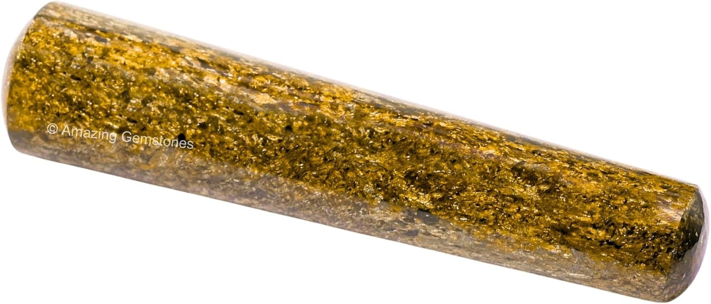 Amazing Gemstone Bronzite Crystal Wand Massage Stick - Pelvic Wand Gua Sha for Adults - Crystals and Healing Stones Massage Wands for Adults Gifts (Smooth)