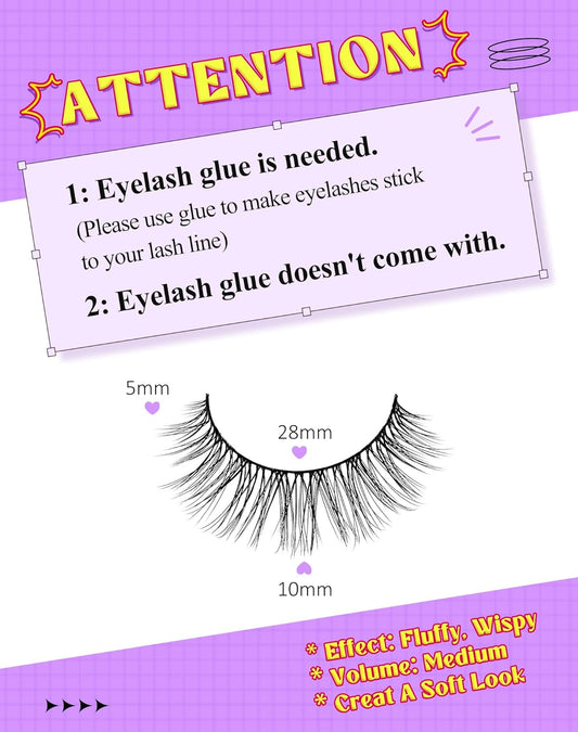 Onlyall Lashes Mink False Eyelashes Natural Wispy Lashes Soft Faux Mink Lashes Fluffy False Lashes DK72