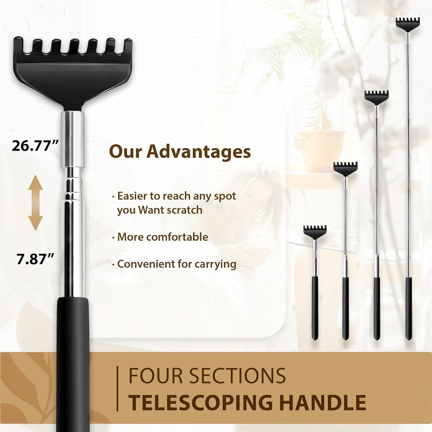 Head Massager 28 Fingers Scalp Massager Head Scratcher, Back Massage Back Scratcher, Stocking Stuffers for Scalp and Body Massage (Black)