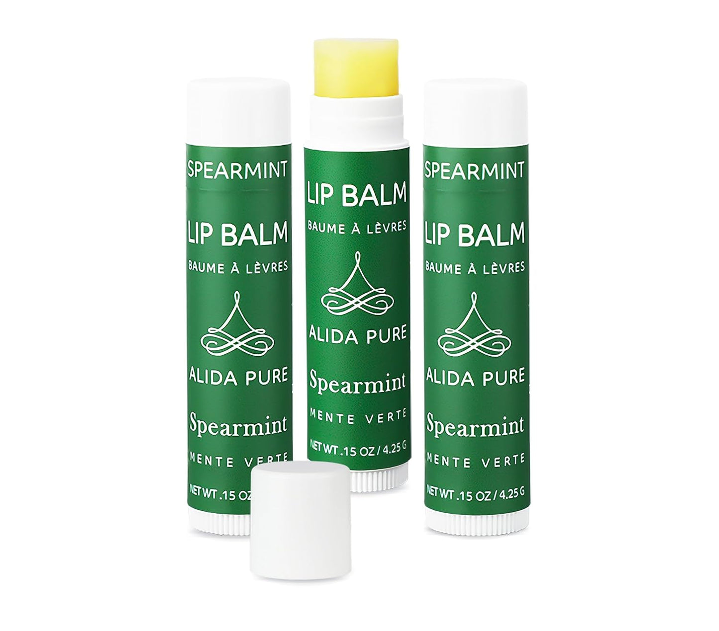 Spearmint Lip Balm Collection, Vegan Set, Beeswax Free, with Organic Jojoba and Avocado Oil, Vitamin E, Natural Moisturizer for Dry, Chapped Lips, 3 Tube Set