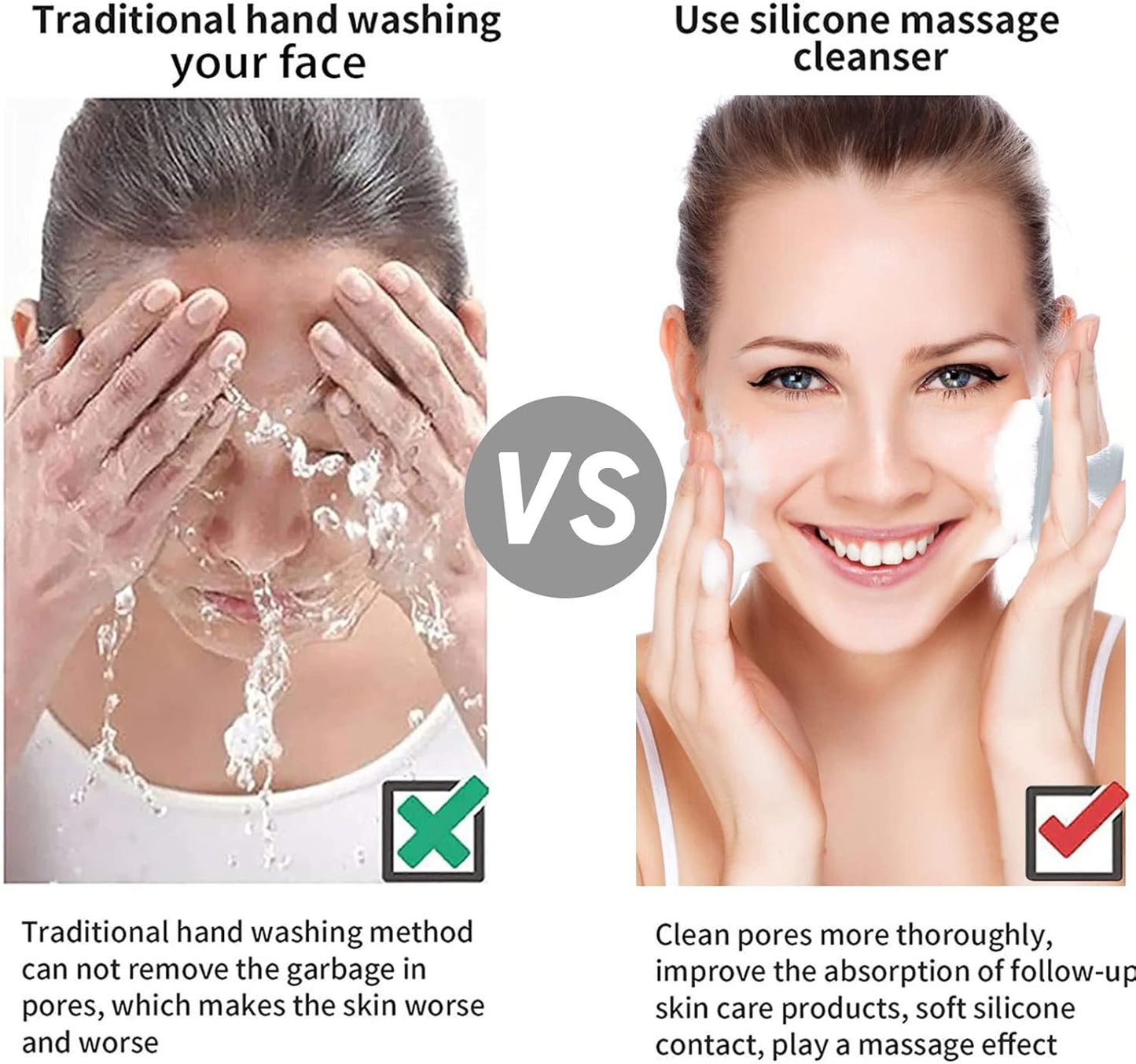 VWMYQ Silicone Face Scrubber for Men Facial Cleansing Brush Silicone Face Wash Brush Manual Waterproof Cleansing Skin Care Face Brushes for Cleansing and Exfoliating (White)