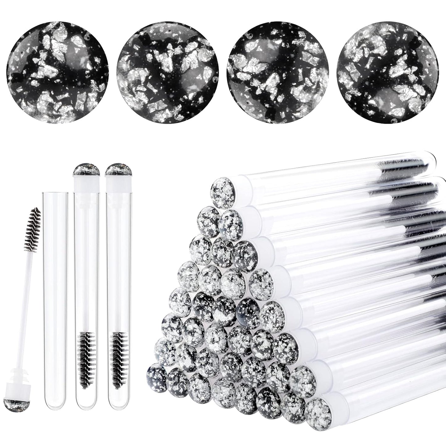 50pcs Eyelash brush Lash Wand Makeup tool Eyelash Extension supplies Cleaning brush Diamond Mascara foil black