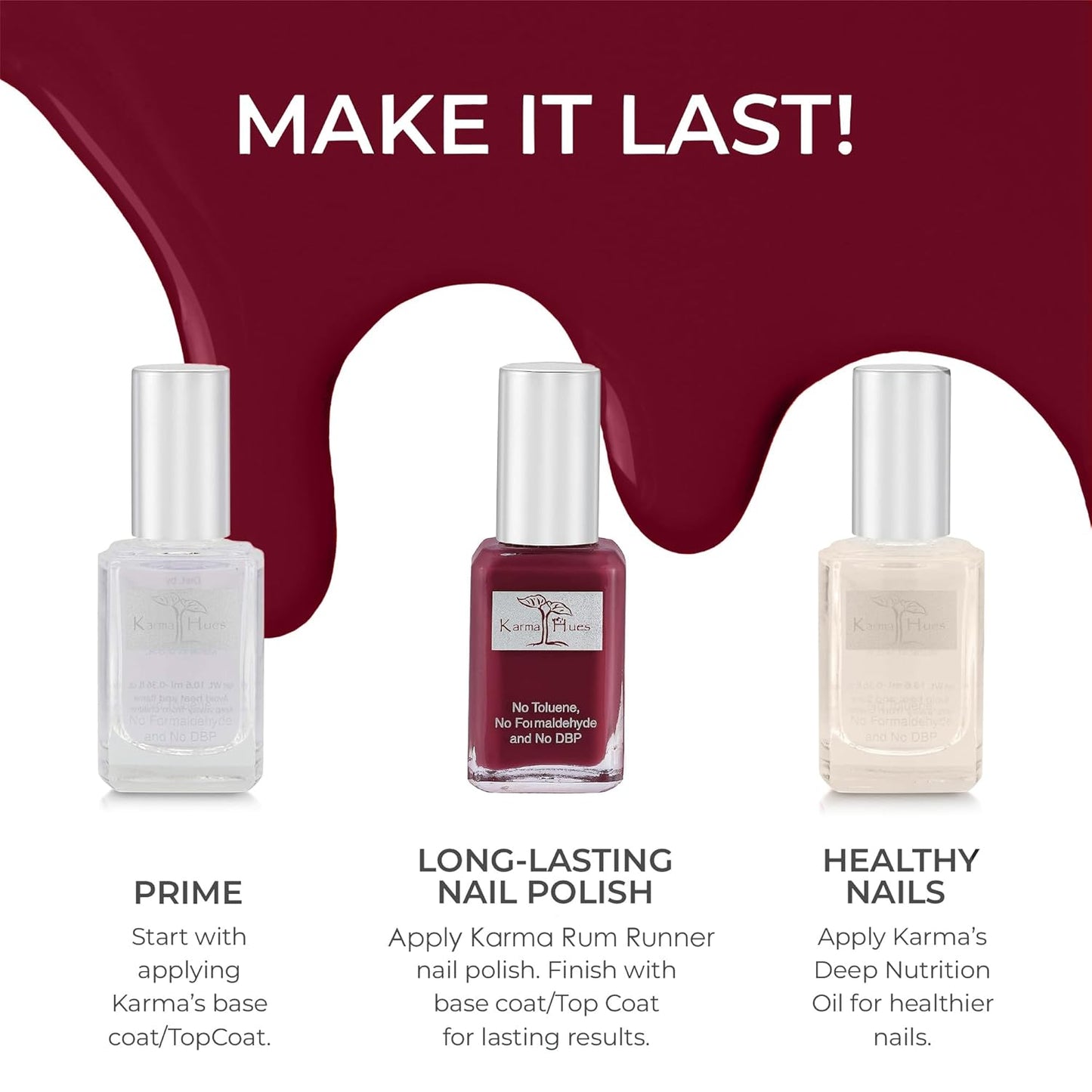 karma organic Natural Nail Polish, Vegan, and Cruelty-Free, No Toluene, No Formaldehyde, No DBP, and Free of TPHP, Rum Runner