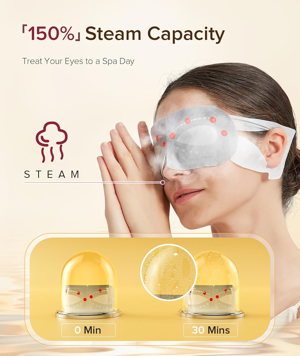 3D Self Heated Eye Mask for Dry Eyes with 100+ Soft Beads,Steam Eye Mask for Sleeping,Relaxation, Disposable, Spa, Travel Gifts for Women, Men
