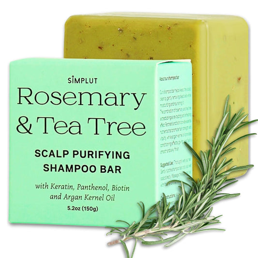 Rosemary & Tea-Tree Scalp Clarifying Shampoo Bar with Keratin, Panthenol, Biotin and Argan-Oil (5.2oz) | Sulfate Free, All Natural, Hair Moisturizing & Nourishing Soap, Deep Cleansing Solid Shampoo