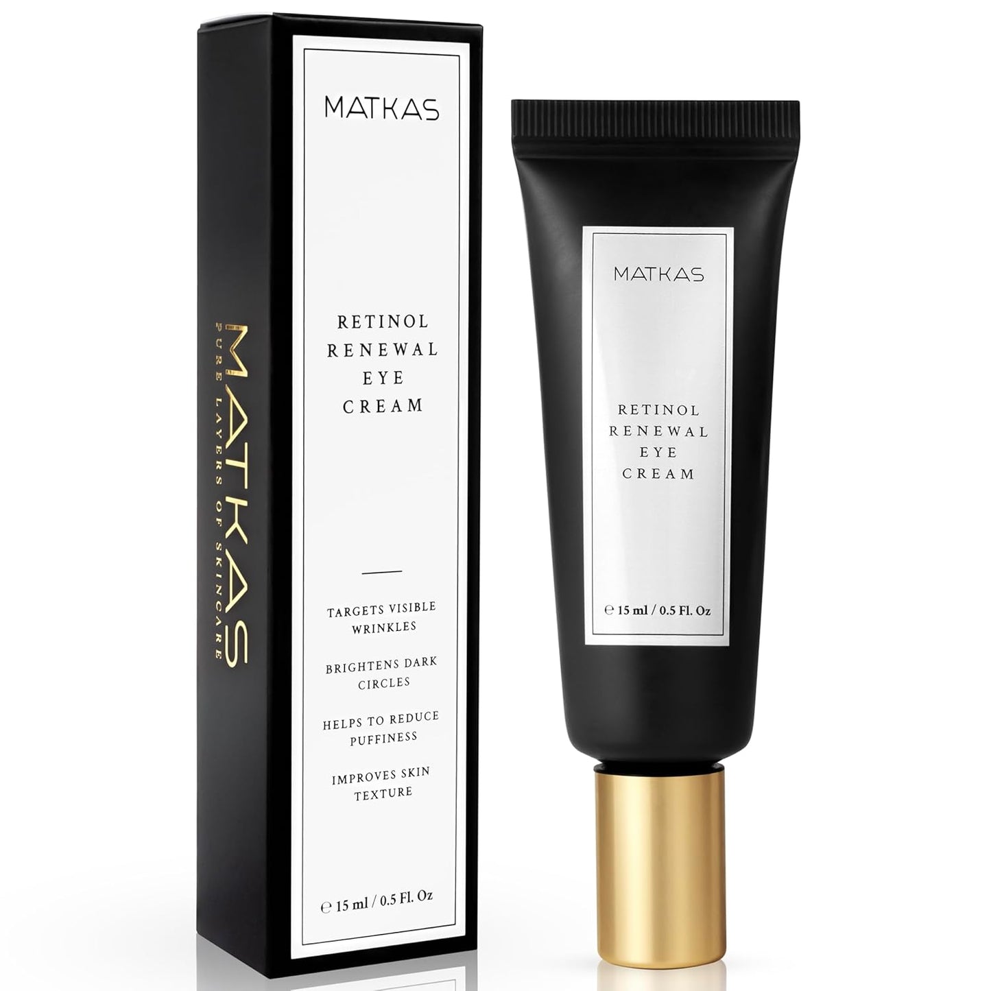 MATKAS Korean Retinol Eye Cream for Dark Circles and Puffiness, Wrinkles, Fine Lines, Night Under Eye Cream Anti Aging - Niacinamide, Turmeric Root, 6 Types of Ceramides, Hyaluronic Acid