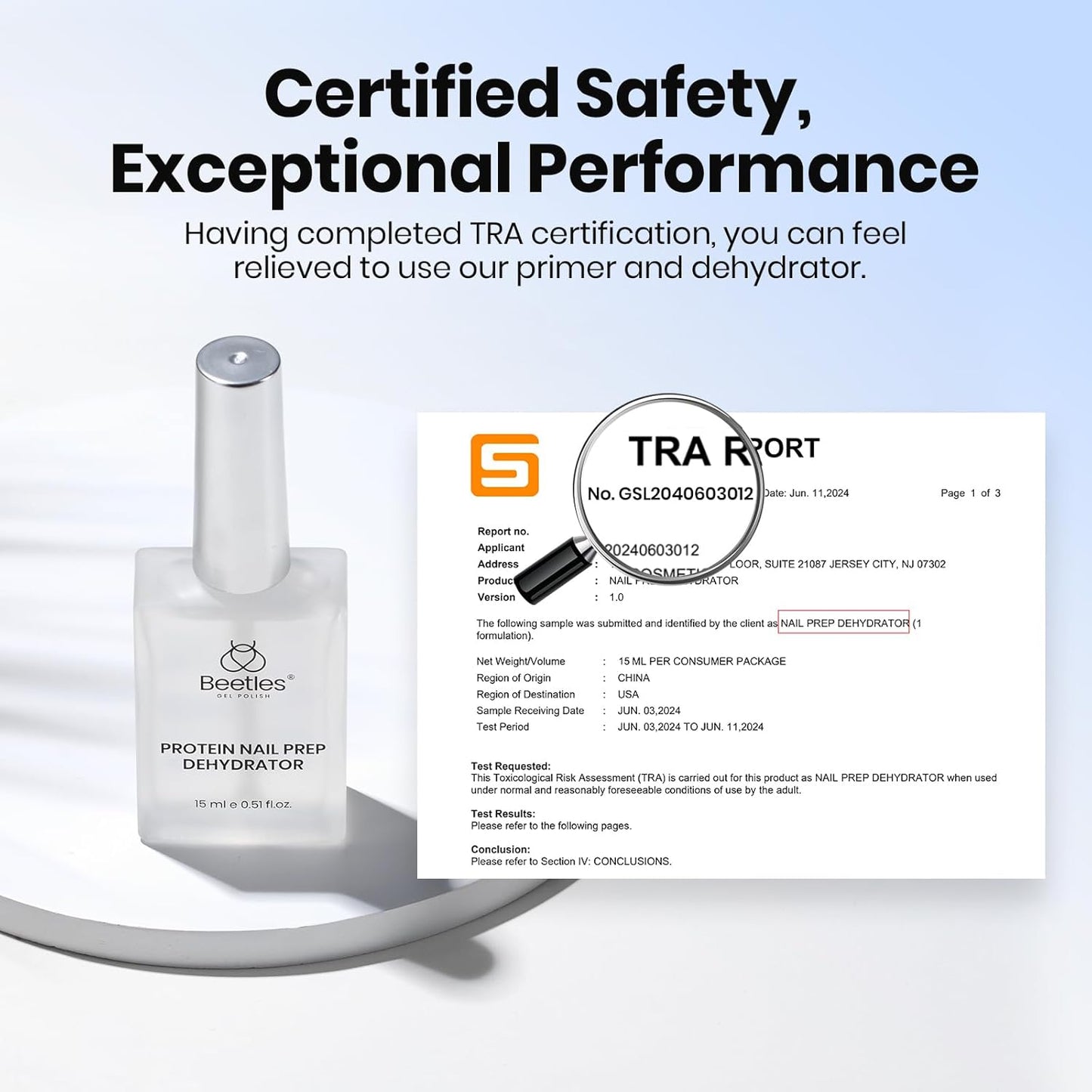 Beetles Nail Dehydrator 15ml Protein Prep for Gel Nail Polish, Upgraded Formula 2 in 1 Nail Bond Air Dry, No Lifting, HEMA Free & Acid Free for False Nail Tips Acrylic & U V Gel Gifts for Wom