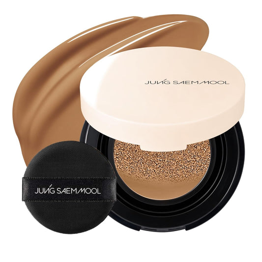 JUNG SAEM MOOL Essential Skin Nuder Cushion Mini 32N Walnut 0.17 Fl Oz, Natural Radiant Finish Cushion Foundation with Buildable Coverage, Lightweight Texture, Korean Foundation Makeup
