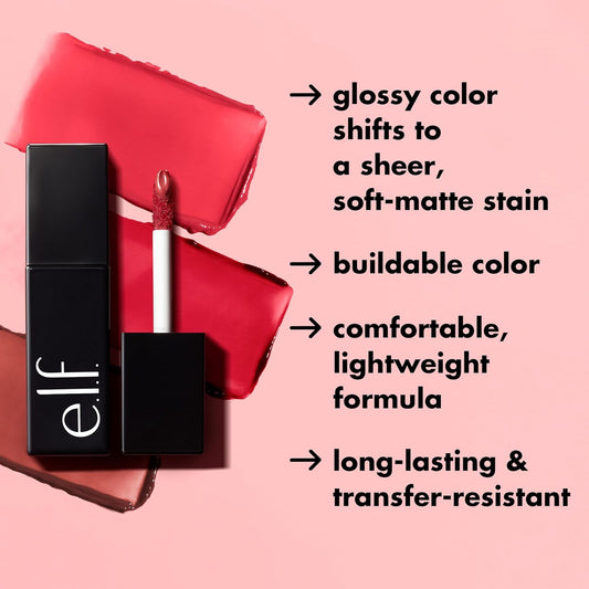 e.l.f. Glossy Lip Stain, Long-Lasting, Lightweight Lip Stain For A Sheer Pop Of Color & Subtle Gloss Finish, Vegan & Cruelty-Free, Rosa Rizzin'