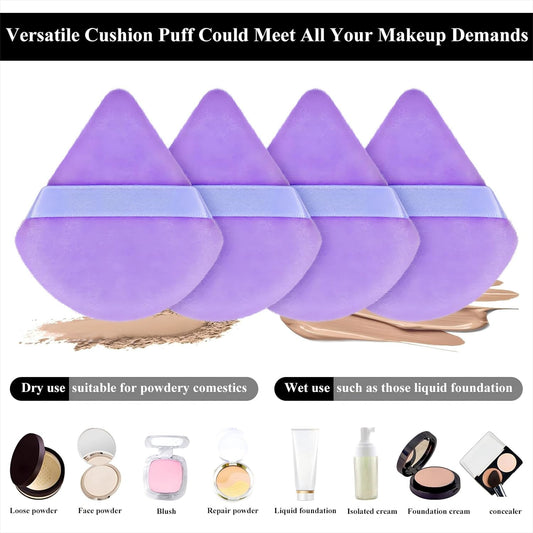 Maitys 12 Pieces Powder Puff Triangle Face Makeup Cosmetic for Loose Powder Soft Body Washable Reusable Foundation Sponge Mineral Wet Dry Makeup Tool for Women(Small,Purple)