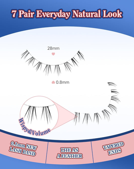 Bottom Lashes Natural Everyday Wispy Lashes Natural Look Flared Eyelashes False Lower Lashes Soft Fluffy Lashes False Eyelashes 7 Pairs B-1