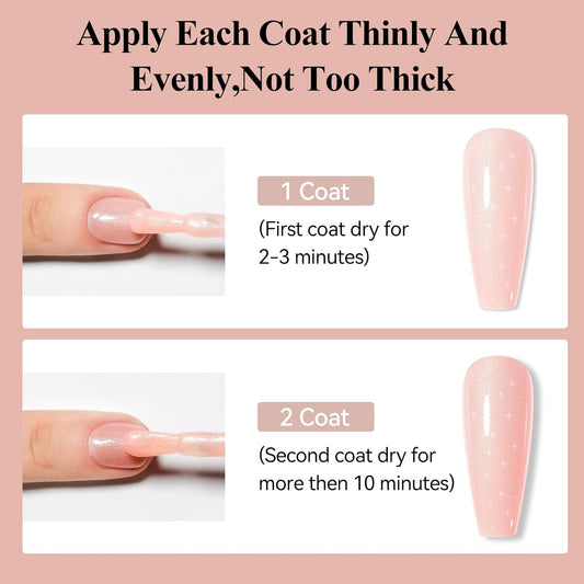 Nail Polish, Air Quick Dry, Light Pink Shimmer Nail Lacquer Non-Gel Nail Art Polish Fast Drying Nail Pigment Oil-based Holographic Fingernail Concealer Polish, 1PC 12ML Long Last