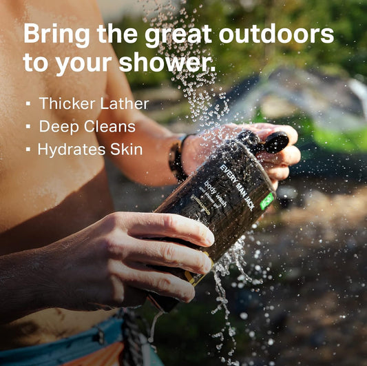 Every Man Jack Amber+Sandalwood Hydrating Mens Body Wash for All Skin Types-Cleanse, Nourish, and Hydrate Skin with Naturally Derived Ingredients-Paraben Free, Phthalate Free, Dye Free-24oz(Pack of 2)