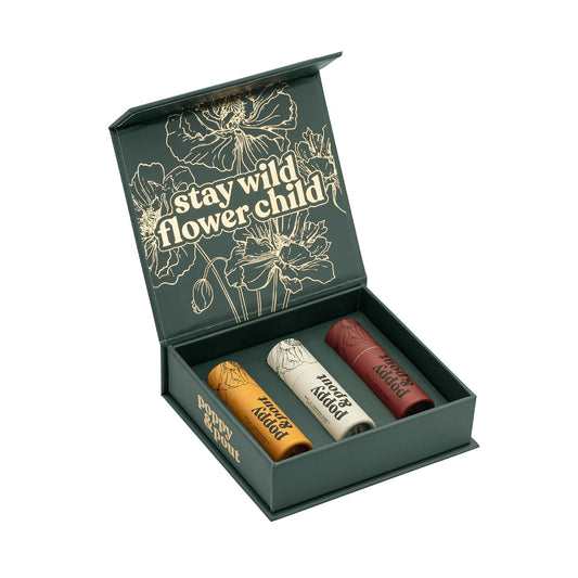 Jumbo Lip Balm Gift Set (3-Pack, Warm Flavors) | Poppy & Pout All Natural Lip Balms & Moisturizers | Hydrates with Beeswax, Vitamin E, Organic Coconut Oil | Cruelty-Free | Recyclable Cardboard Tube