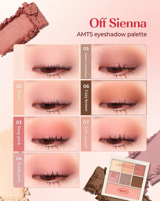 AMTS Off Sienna & Authentic Amber Eyeshadow Palettes Set, Valentine's gifts for teen girls, women | Matte Shimmer Metallic, Long Lasting