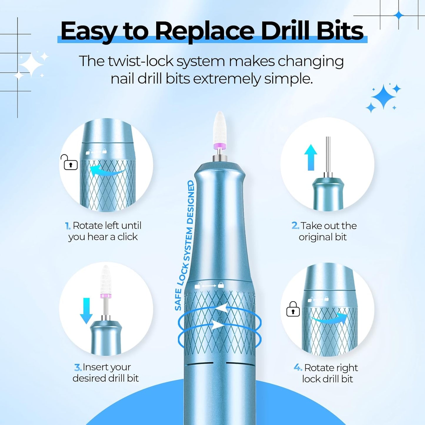 Electric Nail Drill Professional: 40000RPM Electric Nail File Kit E File Nail Drill Machine with LCD Display for Acrylic Gel Nail, Manicure Pedicure Polishing Nail Grinder for Salon Home Use