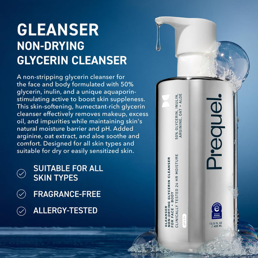 Skin Gleanser, Moisturizing Glycerin Face Wash, Professional Strength Face Cleanser for Women, Unscented Sensitive and Dry Skin Face Wash Pump Bottles - 6.75 fluid ounce (Pack of 2)