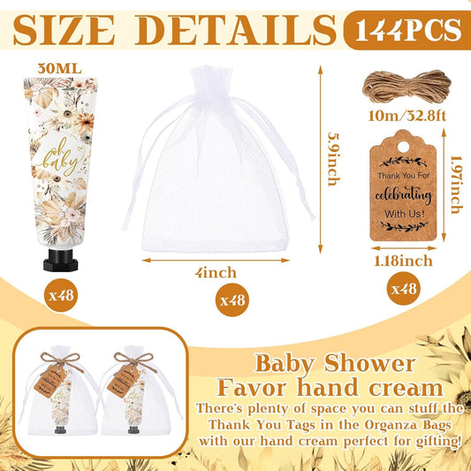 48 Sets Baby Shower Hand Cream Party Favors for Guests Gift Bulk Travel Size Hand Lotion Set for Baby Shower Wedding Christmas(Boho)