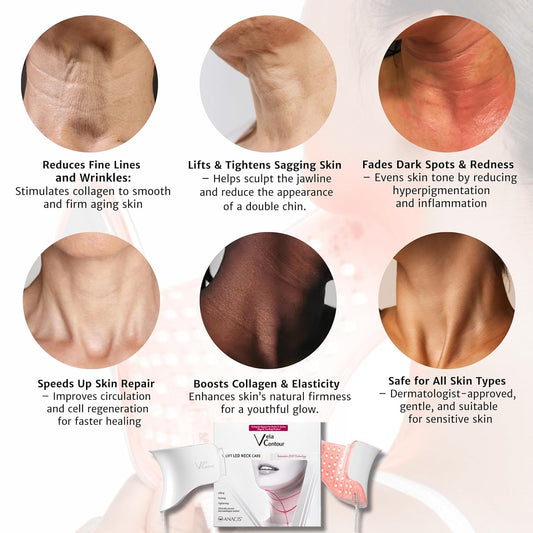 LED Red Light Therapy Neck Mask Glowing Skin Anti-Wrinkle Anti-Aging Smoother Firmer Neck Skin Care at Home. Made in S.Korea