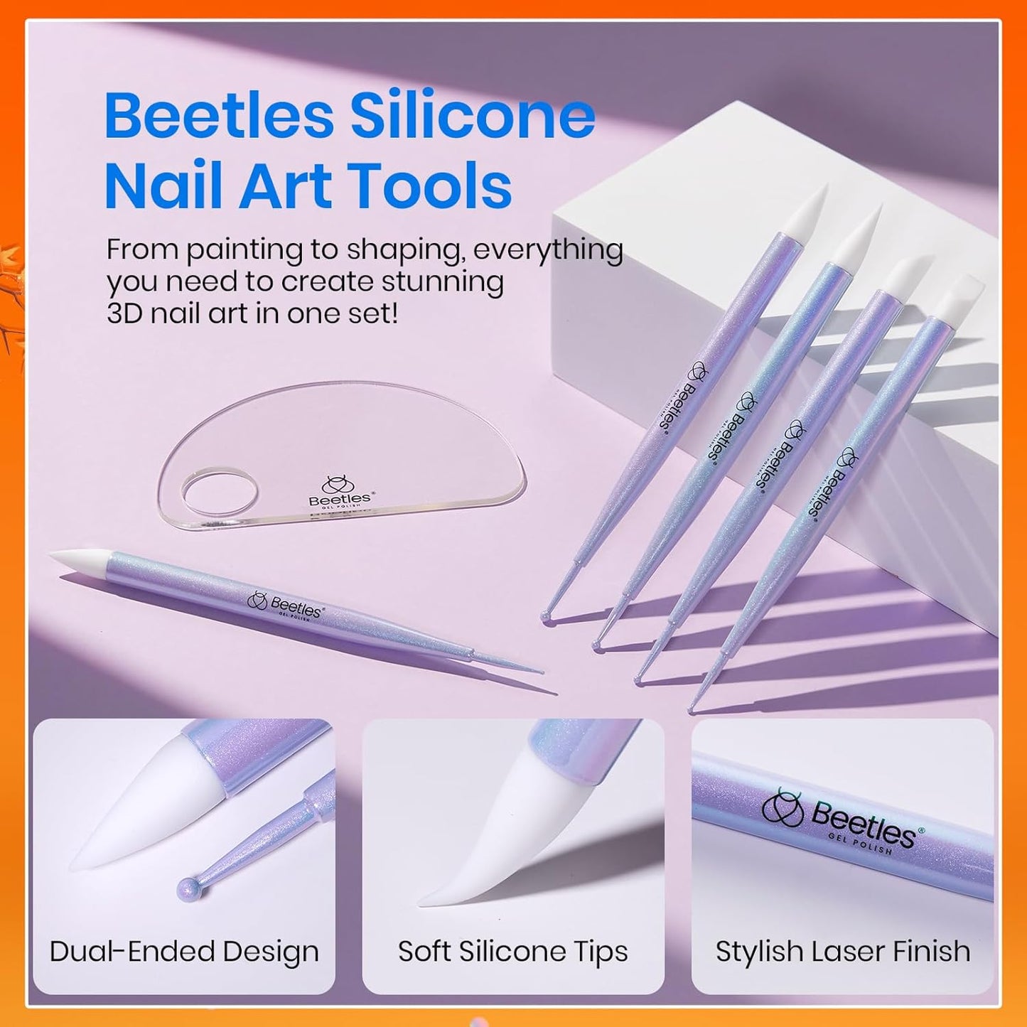 Beetles 5PCS Nail Art Dotting Tools Nail Art Sculpture Pen, Dual-Head Resin Nail Art Tools, Carving Drawing Tool, Silicone Brushes Set Pottery Clay Sculpting Tools Modeling Painting Tool DIY Art