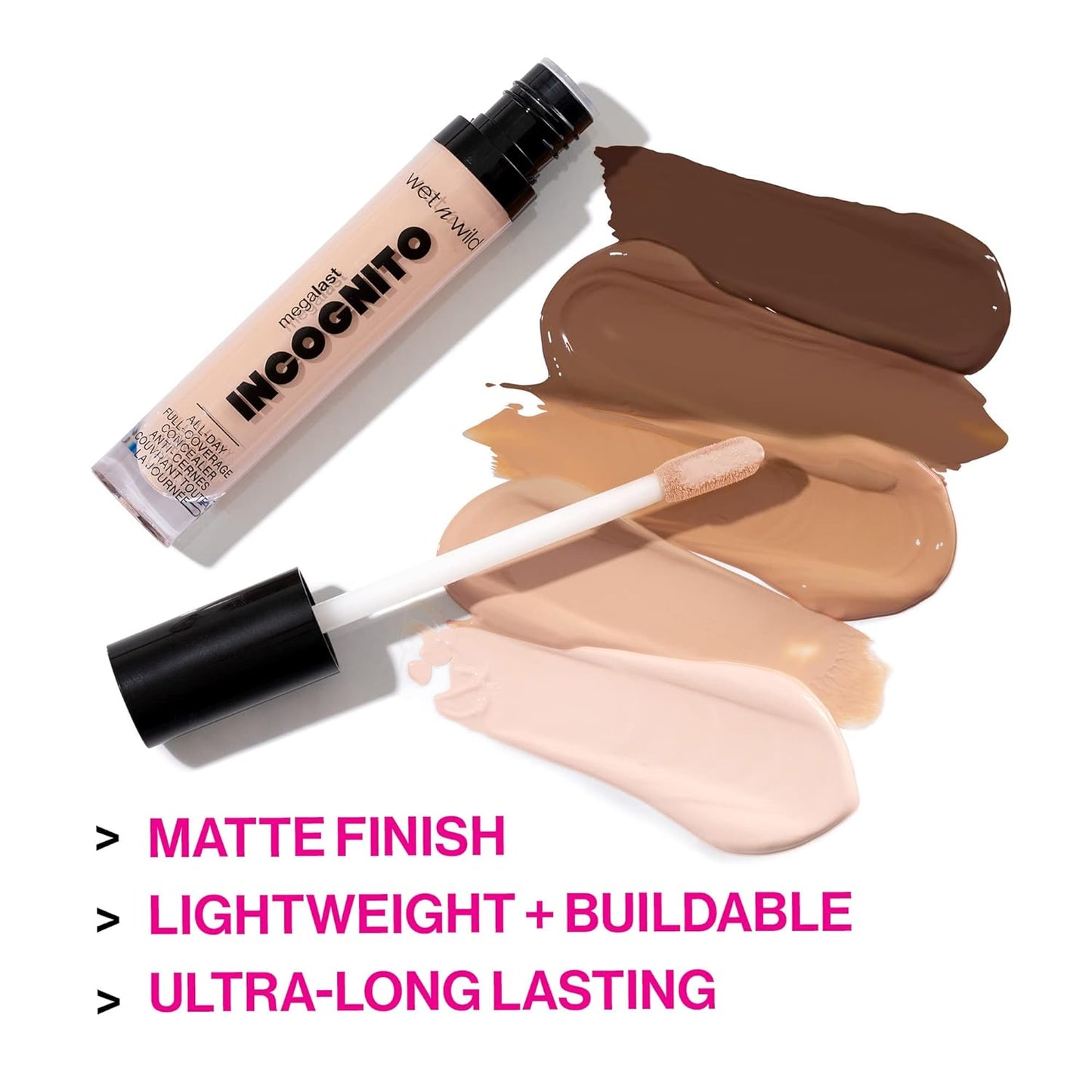 wet n wild Mega Last Incognito All-Day Full Coverage Liquid Matte Concealer, Fair Beige, 0.18 Ounce