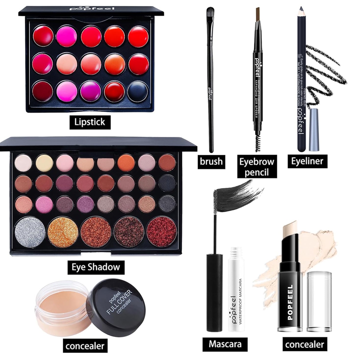 Makeup Kit for Women Full Kit, All in One Makeup Gift Set, Make up Kits for Beginners and Professionals - Eyeshadow Palette, Lipstick, Mascara, Concealer, Brush, Eyeliner, Eyebrow pencil