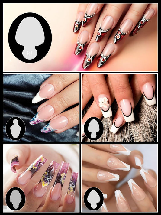 EBANKU French Nail Forms, 144 PCS Silicone Tip Stickers for Dual Nail Forms, Reusable Pads for Poly Gel Nail Mold, Manicure