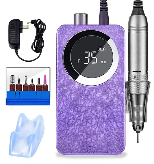 Professional Cordless Electric Nail Drill Kit – 35000 RPM Rechargeable E File with 10+ Hour Battery, 6-in-1 Bits – Portable Acrylic Gel Remover for Salon/Home,Drills para Uñas Professional