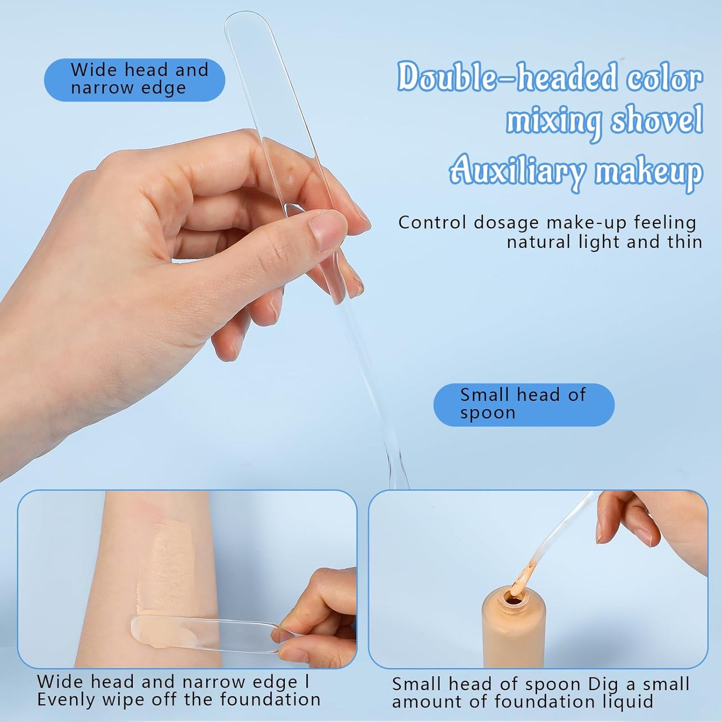 ASTER Clear Makeup Mixing Palette, Hand-Held Makeup Palette Tray for Liquid Foundation, Nail Art Manicure Palette with Mixing Shovel, Acrylic Palette Pigment Palette for Makeup Artist and Beginner