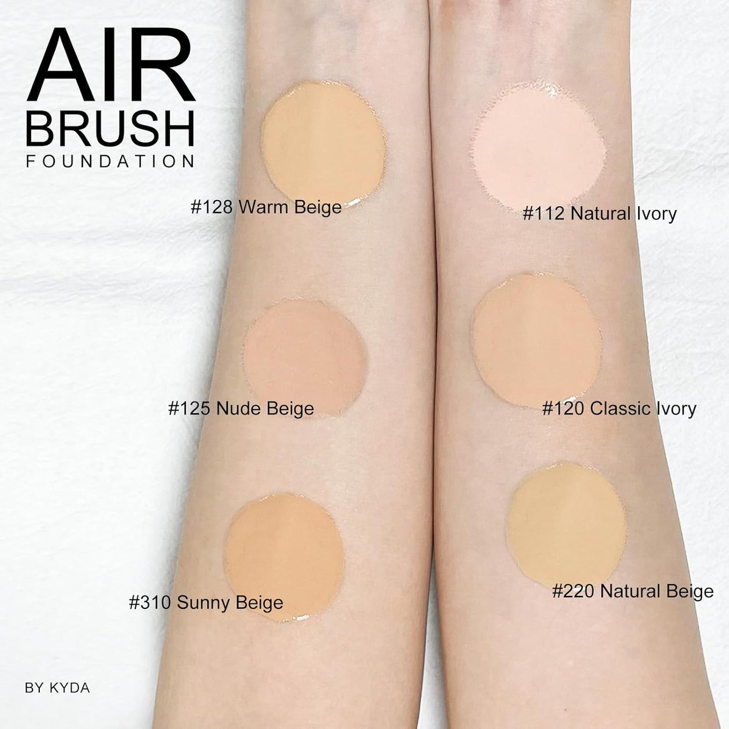 KYDA AirBrush Foundation Spray, Silky Foundation Mist Makeup, Flawless Coverage for Smooth Creamy Nude Finish, Breathable Blendable Lasting Formula, by Ownest Beauty-#125 Nude Beige