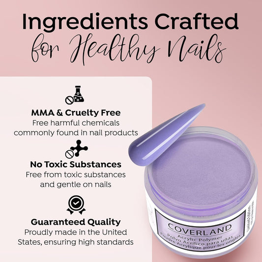 Tones Coverland Acrylic Nail Powder "Purple Spring" - Limited Edition Acrylic Powder for Nail Design, Sculpting, and Masking Nail Bed Imperfections - Professional Acrylic Nail Supplies - (1.5 Oz)