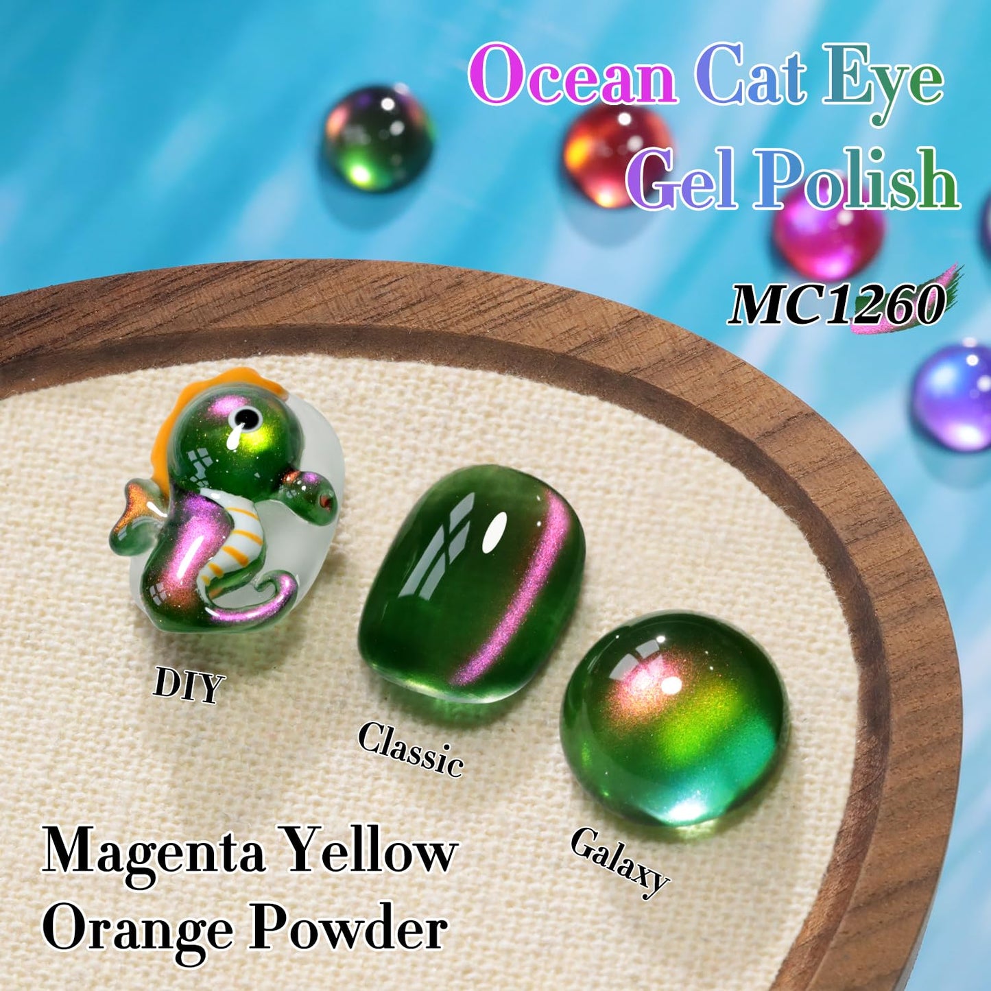 Double Rhythm 0.5 OZ Cat Eye Gel Polish with Magnet 15ML Holographic Glitter Shimmer Translucent Jelly Color Magnetic Nail Polish Salon DIY at Home (Green Pink-MC1260)