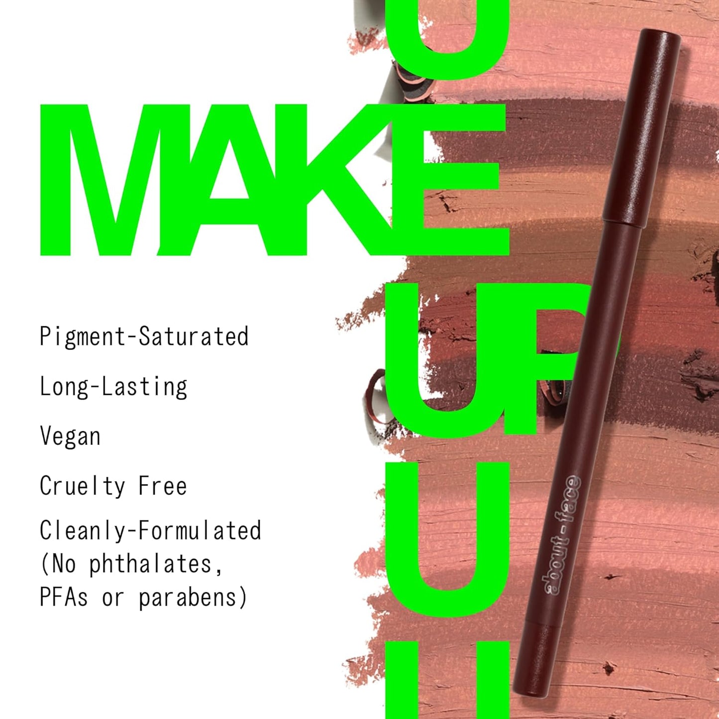 about-face Matte Fix Lip Pencil Smoked – Long-Wear, Creamy Matte Lip Liner with Hyaluronic Acid & Vitamins C & E – Vegan, Cruelty-Free, Clean Beauty – 0.042 oz (Plum Brown)