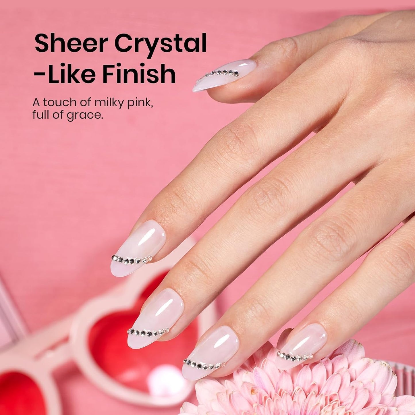 beetles Gel Polish 3 Pcs 15ml No Wipe Gel Top and Base Coat Bubble Bath Gel Polish Soak Off Uv Lamp-Long Lasting Glossy Top Base Gel Milky Pink Gel Nail Polish Jelly Gel Polish Set for Women