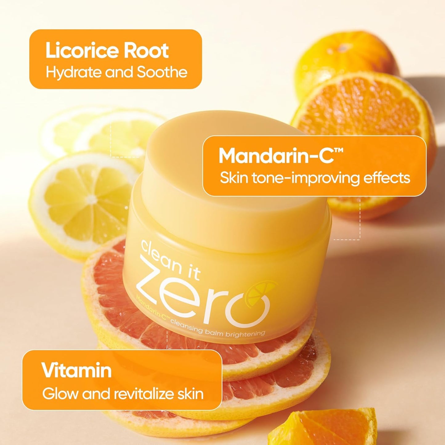 BANILA CO Clean it Zero Brightening Cleansing Balm | Korean Makeup Remover for Radiant Complexion | Vegan | Cleansing Oil, Facial Cleanser Made with Vitamin C & Citrus Extract (100ml / 3.38 fl.oz)