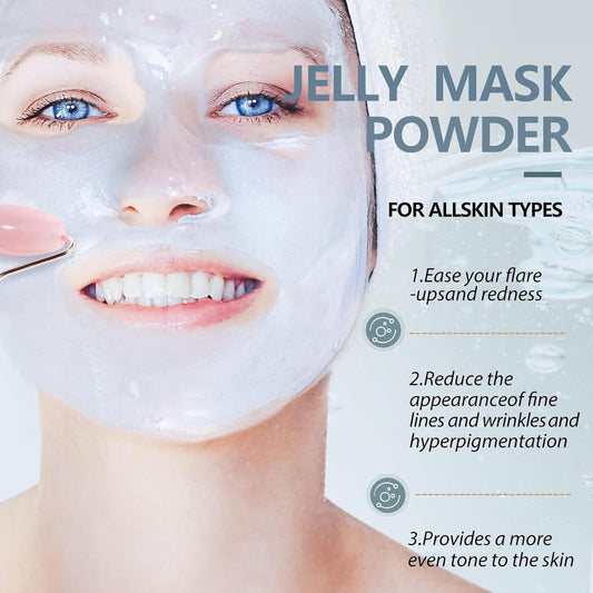 Jelly Mask for Facials, Hydrating & Moisturizing Peel-Off Rubber Gel Face Mask Skin Care for Deep Hydration & Glow, 23 Fl Oz Jar Professional Spa Use for All Skin Types with hyaluronic acid