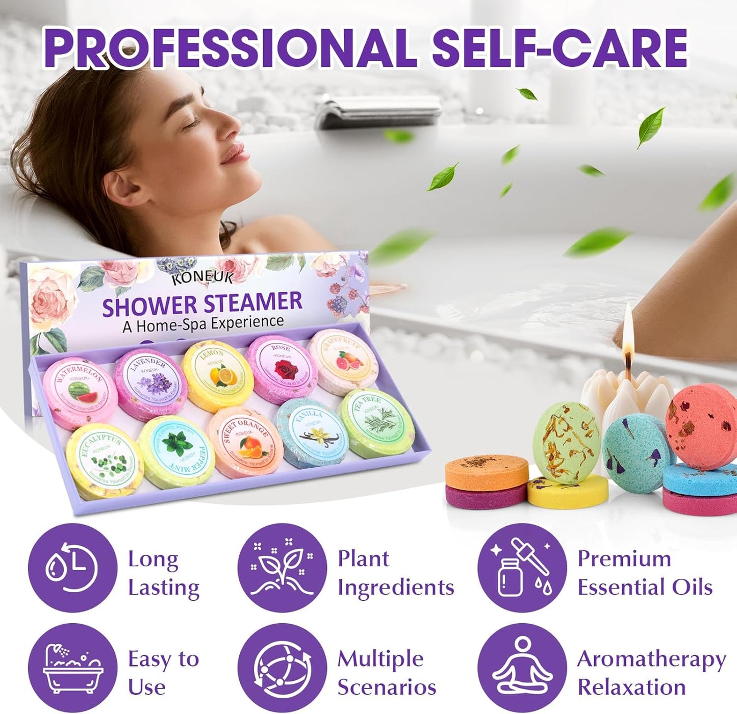 10 Pack Shower Steamers Aromatherapy Gifts for Women, Shower Bombs with Essential Oils, Self Care, Relaxation SPA, Stocking Stuffers and Christmas Gifts