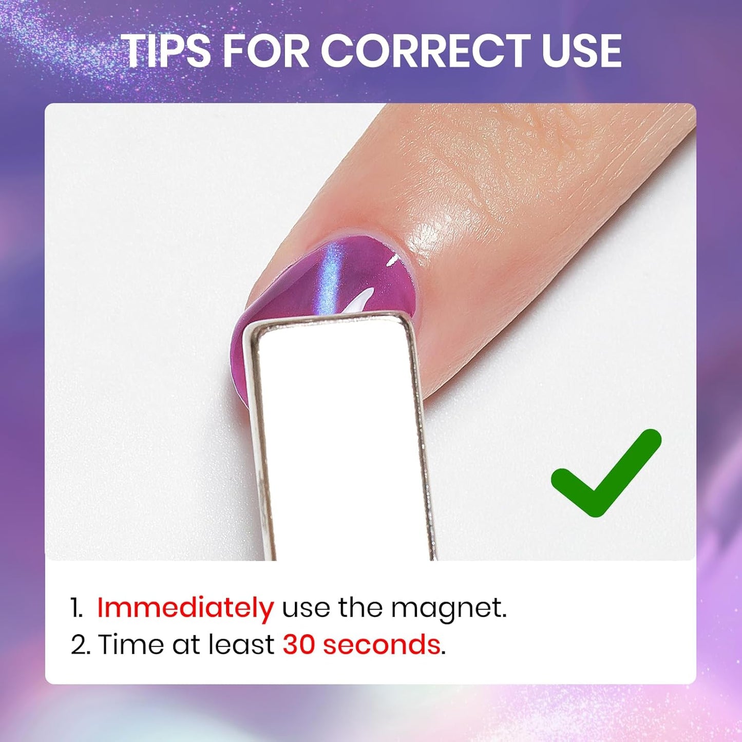 Purple Quick Dry Magnetic Nail Polish Non Gel Cat Eye Nail Polish for Fingernail Air Drying Fast Lacquer Manicure Gift For Women Girls 16ml, 0.54fl oz