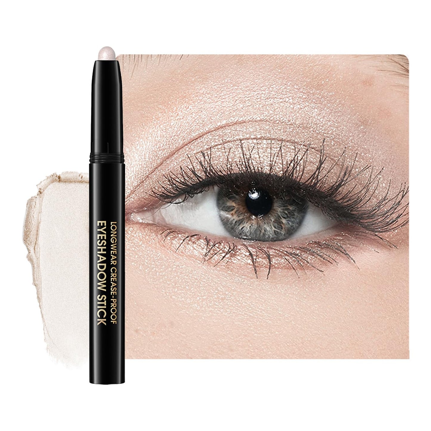 Eyeshadow Stick, Shimmer and Matte Cream Eye Shadow Brightener Sticks Eyeliner Pencil Crayon, Waterproof Long Lasting Eye Highlighter Stick Makeup,0.056 Oz(#6-Oyster)