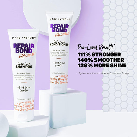 Marc Anthony Repairing Shampoo & Conditioner Set - Rescuplex Bond Repair, Strengthens Hair, Eliminates Frizz & Flyaways, Revives Dry & Damaged Hair