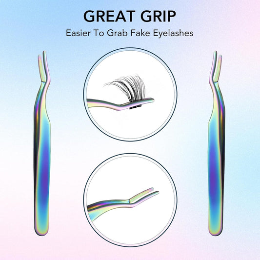 GOLLEE Lash Applicator Tool Eyelash Applicator Tool for Lash Clusters Lash Extension Tweezers Eyelash Tweezers DIY Lash Applicator Tweezers for Lash Application and Removal, Classic style