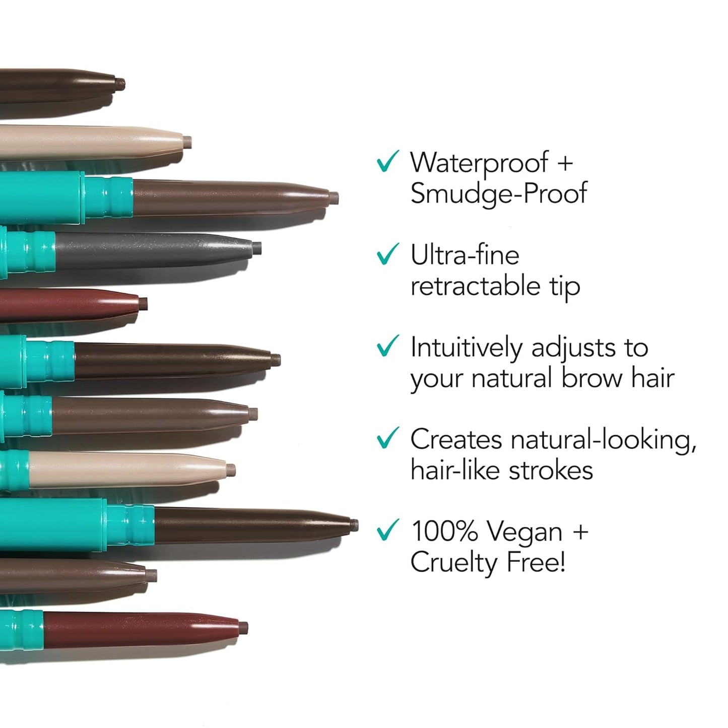 Thrive Causemetics Infinity Waterproof Eyebrow Pencil, Retractable Brow Pencil with Hyaluronic Acid & Shea Butter, Dual Ended Eyebrow Brush Spoolie, Fine Tip, Vegan & Cruelty Free, Tova (Soft Black)