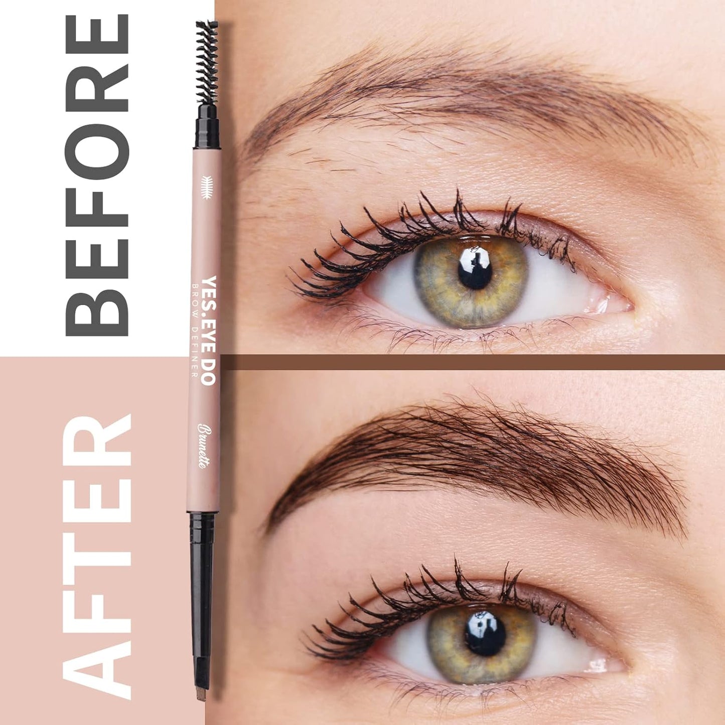 Eyebrow Pencil Dark Brown, Retractable Precision Eyebrow Filler Pen with Brush, Waterproof Long-lasting Double Side Micro Brow Pen, Create Natural & Bushy Brow Lamination, Chocolate, YES.EYE DO