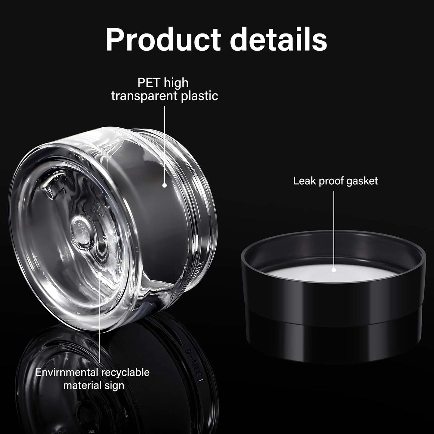 Patelai 4 Pieces Round Wide-mouth Leak Proof Plastic Container Jars with Lids for Travel Storage Makeup Beauty Products Face Creams Oils Salves Ointments DIY Making(1 Ounce,Black)