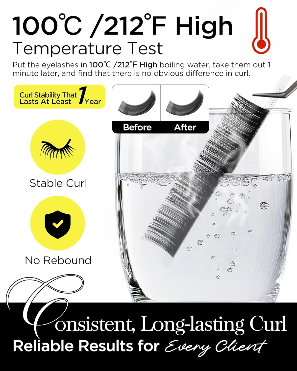 BEYELIAN Eyelash Extension 0.05 D+ Curl 14mm Tray Easy Fan Lash Extensions Volume Lashes 100°/212°F High Temperature Resistant Classic Professional Use Natural Matte Black (0.05 D+ 14mm)