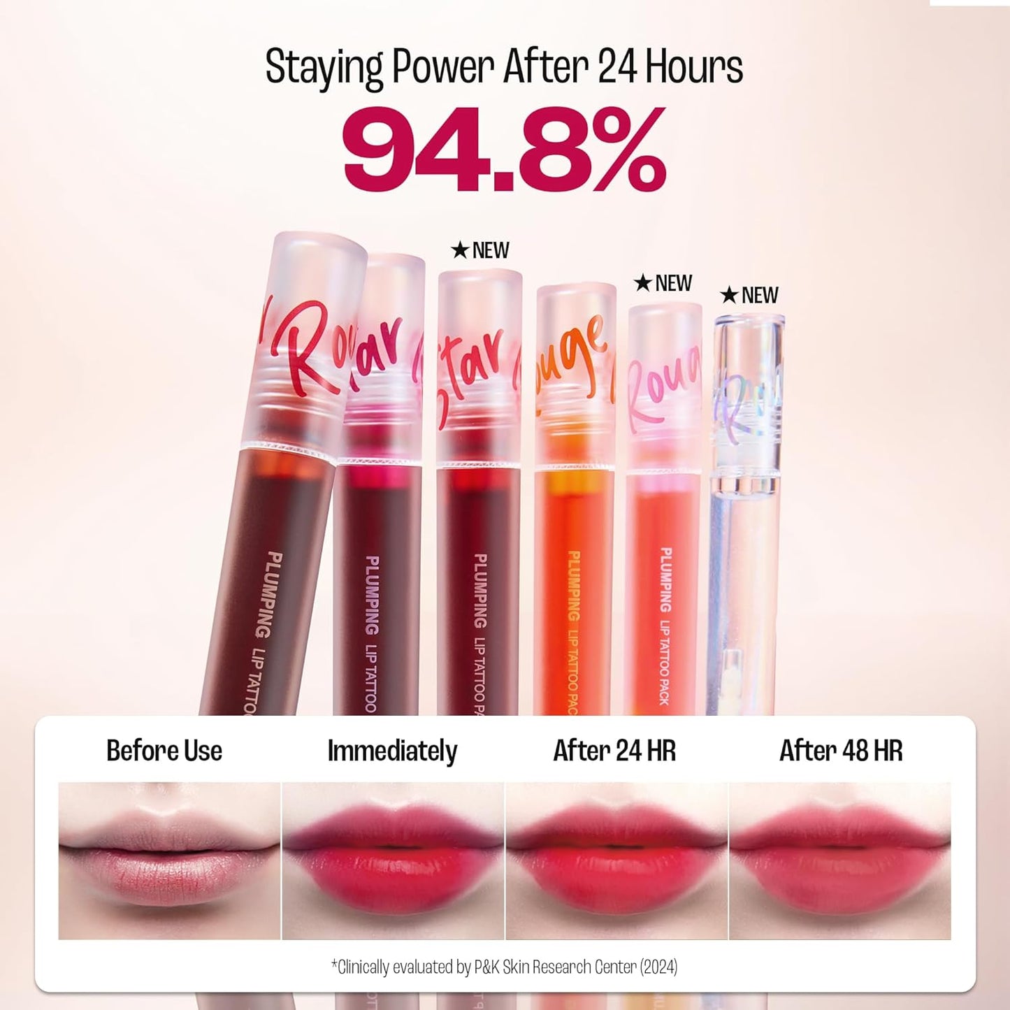 Rouge Star Plumping Lip Tattoo (0.17 oz) - 72-HR Long Lasting Waterproof Peel Off Lip Stain - Transfer-Proof, Non -Sticky Hydrating Matte Lip Tint Tattoo (Plum Berry)