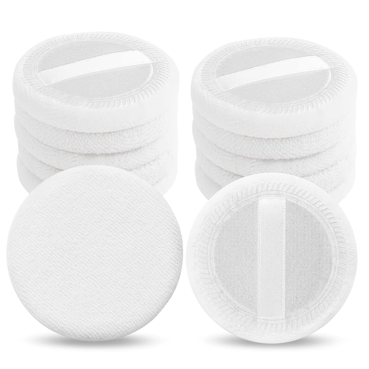12PCS Makeup Powder Puffs Pink Cotton Powder Puffs Round Powder Puff for Makeup Face Powder Velour Puffs for Loose Powder Washable(white