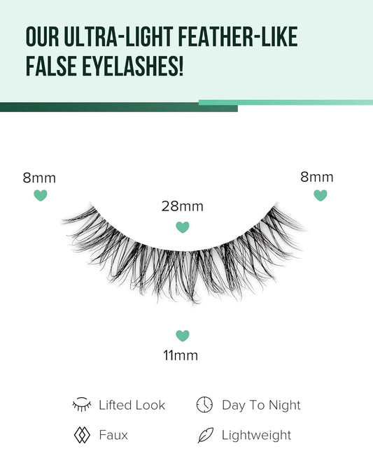 Short Eyelashes Natural Look Wispy Lashes Natural Fake Lashes C Curl Eye Lashes Wispies Eyelashes Fluffy False Lashes Pack 7 Pairs