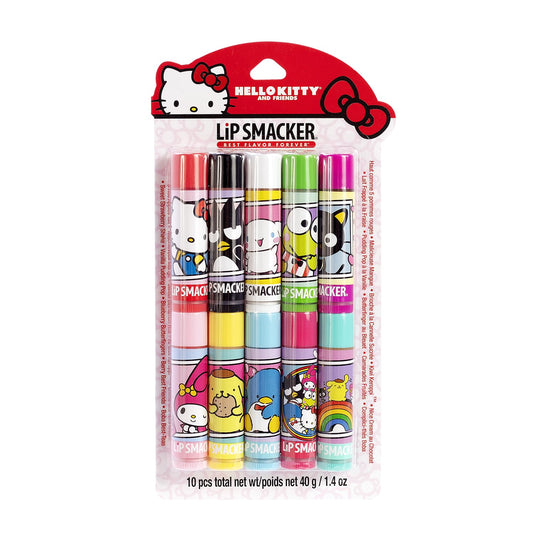 Lip Smacker Sanrio Hello Kitty & Friends Pack - 10 Moisturizing Lip Balms, Hydrating & Protecting - Cruelty-Free